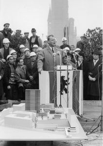 Willy Brandt during his speech at the opening